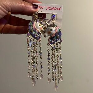 Betsy Johnson Unicorn dangle earrings rhinestones earring NWT brand new